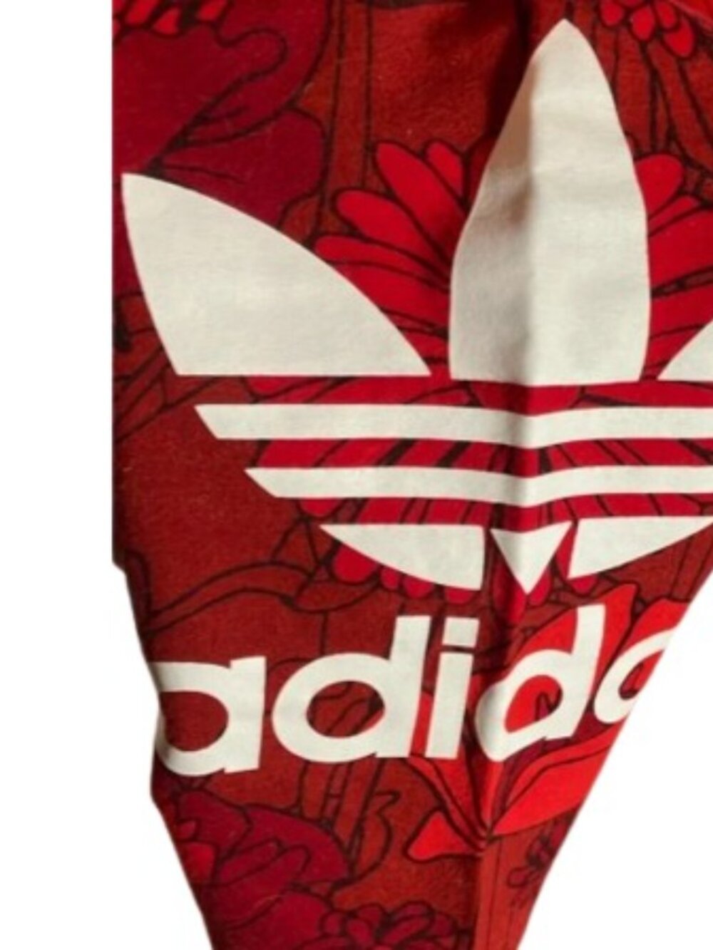Adidas Womens Soft Stretch Knit Leggings Red Floral Logo Cotton M - Picture 4 of 5